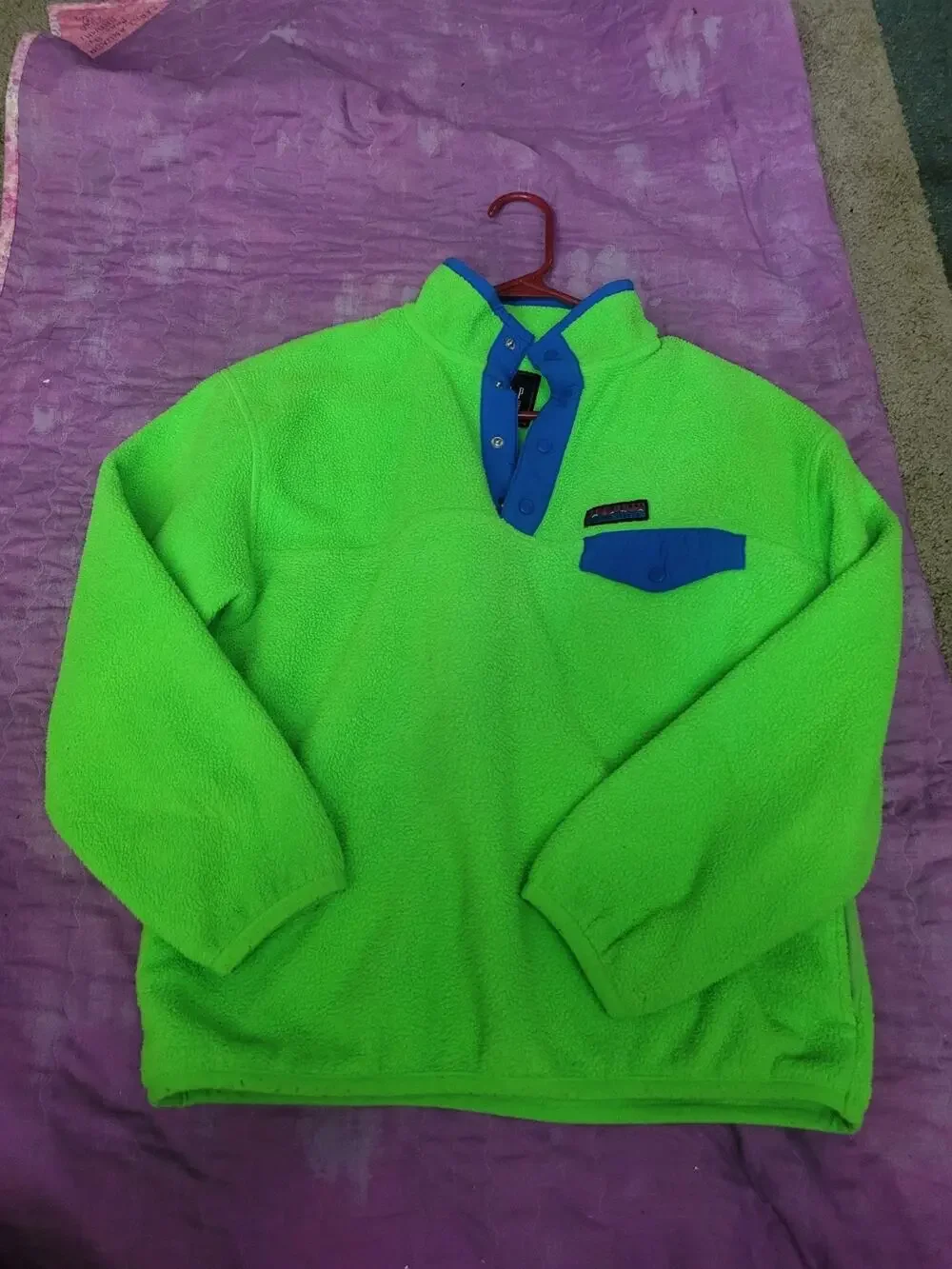 B11-Vintage 90s Gap Arctic Reissue Youth XL Pullover Fleece 1/4 Snap Neon Green